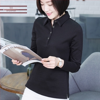 Tricou polo lejer, cu mâneci lungi, din amestec bumbac/elastan (90–95% bumbac, <30% elastan), model solid