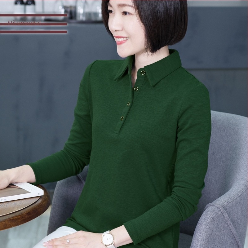 Tricou polo lejer, cu mâneci lungi, din amestec bumbac/elastan (90–95% bumbac, <30% elastan), model solid