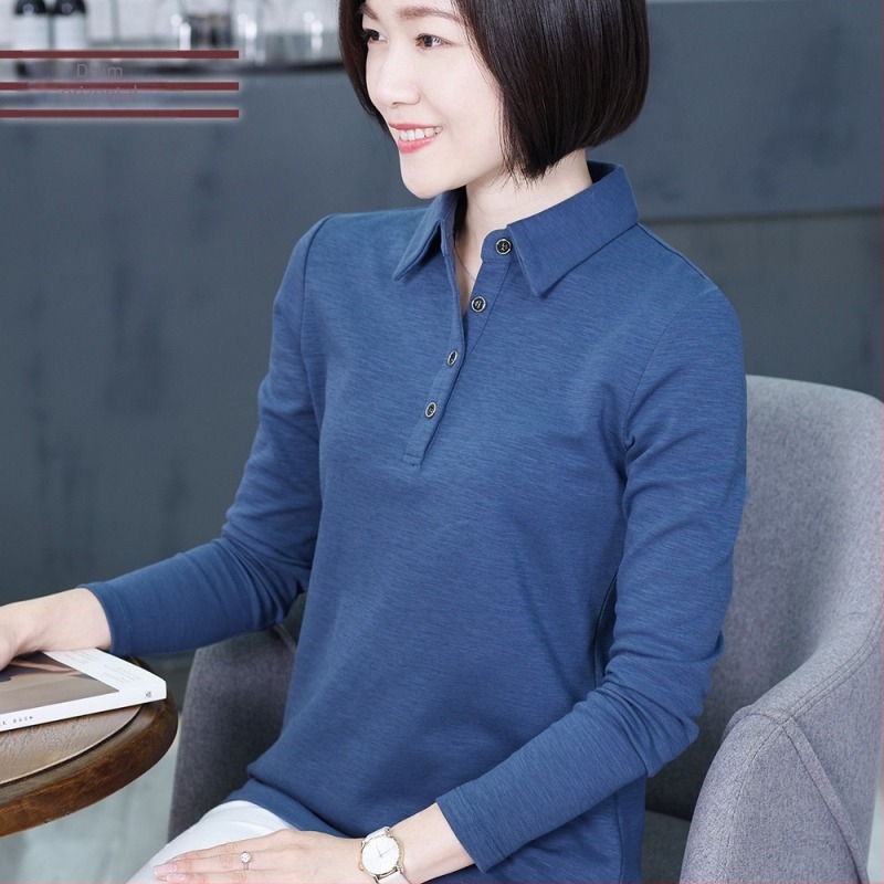 Tricou polo lejer, cu mâneci lungi, din amestec bumbac/elastan (90–95% bumbac, <30% elastan), model solid