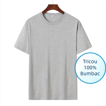 Tricou pentru bărbați din bumbac, stil coreean, croială Slim, guler rotund, mâneci scurte