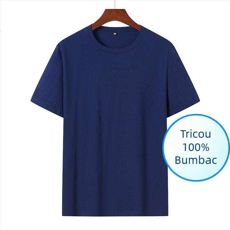 Tricou pentru bărbați din bumbac, stil coreean, croială Slim, guler rotund, mâneci scurte