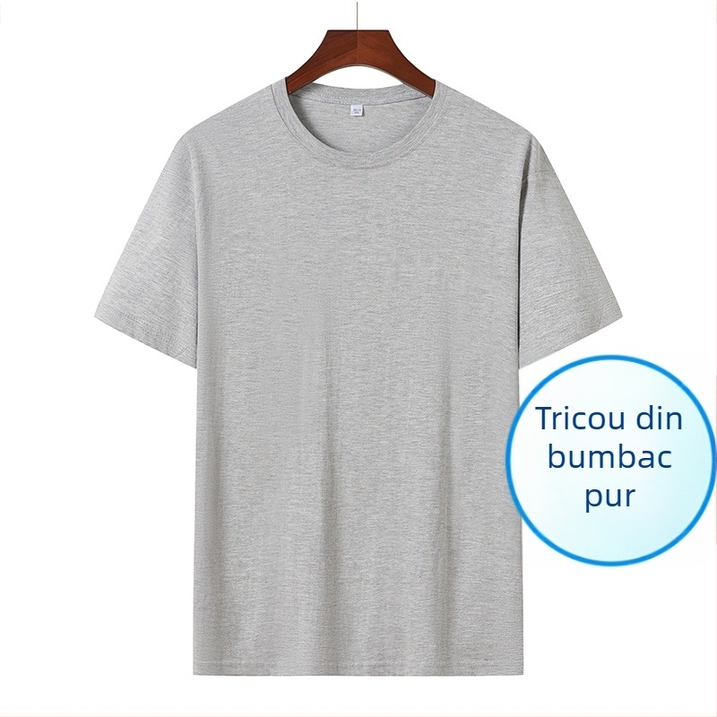 Tricou pentru bărbați din bumbac, stil coreean, croială Slim, guler rotund, mâneci scurte