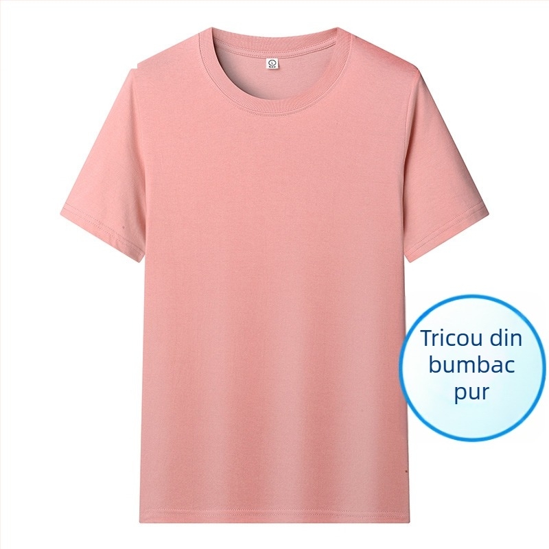 Tricou pentru bărbați din bumbac, stil coreean, croială Slim, guler rotund, mâneci scurte