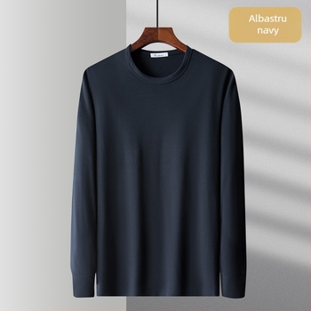 Tricou lejer din bumbac 100%, mânecă lungă, croială lejeră, guler rotund, buzunar real