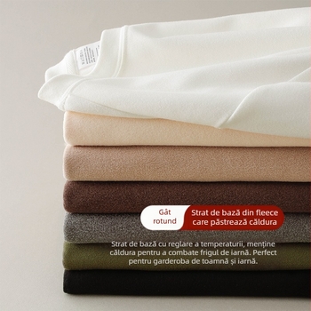 Tricou cu mâneci lungi din catifea dublu-față, guler rotund; material: catifea dublu-față; componență principală: spandex; model: uni.