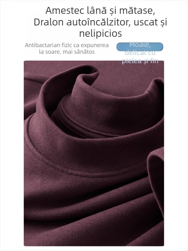 Paisenlong tricou de bază pentru bărbați, toamnă–iarna, 280 g, Derong Velvet, guler semiînalt, cald, croială Slim