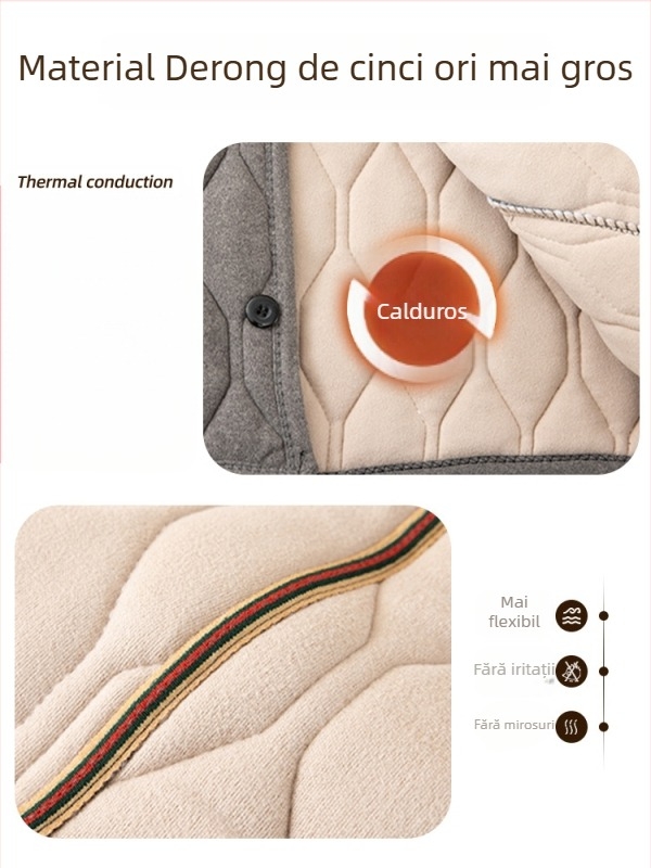 Set de iarnă pentru bărbați din bumbac, cu umplutură poliester, căptușeală fleece, guler înalt, croială lejeră, buzunare patch