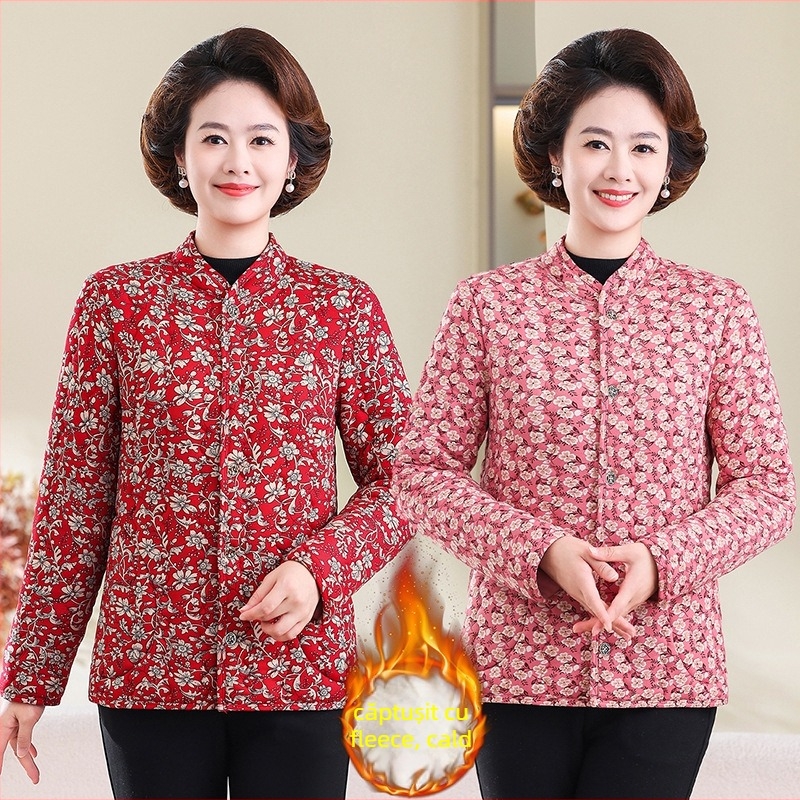 Jachetă de iarnă pentru femei, căptușită, ușoară și călduroasă, umplutură din bumbac mătăsos, material poliester, guler înalt, închidere cu nasturi, lungime medie, stil elegant urban.