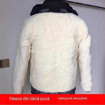 Palton din lână cu umplutură din bumbac pentru bărbați de vârstă mijlocie, cu glugă, fermoar, gros, cu căptușeală interioară detașabilă