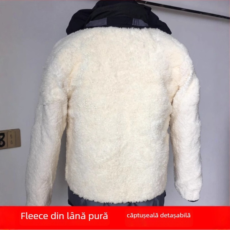 Palton din lână cu umplutură din bumbac pentru bărbați de vârstă mijlocie, cu glugă, fermoar, gros, cu căptușeală interioară detașabilă