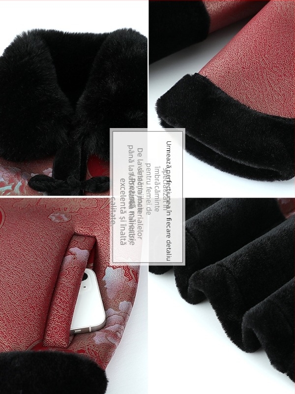 Palton de iarnă din bumbac pentru femei în vârstă - căptușeală groasă, umplutură din bumbac-sintetic mătase, poliester 95%+, croială lejeră, guler rotund (Iarna 2024)