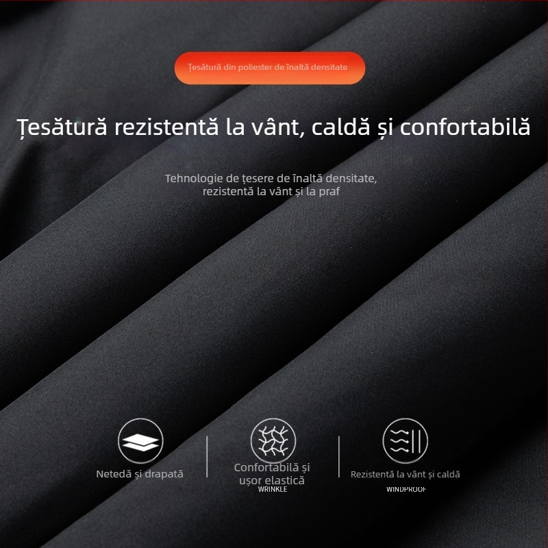 Jachetă bumbac căptușită pentru bărbați de vârstă mijlocie și mai în vârstă, iarnă 2025, guler înalt, culoare solidă, purtare zilnică caldă