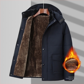 Jachetă căptușită din bumbac cu glugă, fermoar, croială lejeră, umplutură din mătase-pamuk, căptușeală poliesterică, iarnă