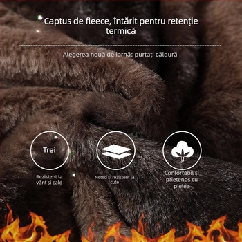 Geacă de iarnă din bumbac, cu umplutură din mătase-pamuk, căptușeală din poliester, fermoar, glugă detașabilă