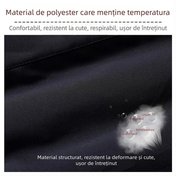 Geacă de iarnă din bumbac, cu umplutură din mătase-pamuk, căptușeală din poliester, fermoar, glugă detașabilă