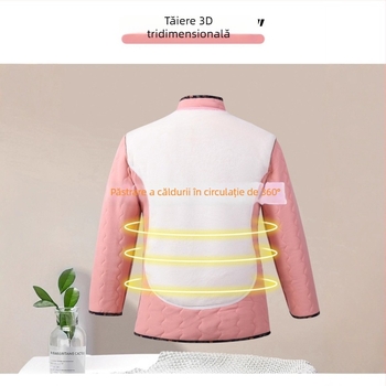 Palton de damă cu stofă Tencel și umplutură imitation silk cotton, lungime medie, mâneci lungi, izolație groasă.