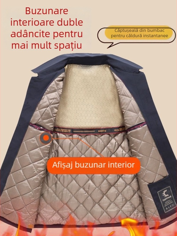 Palton călduros din bumbac pentru bărbați în vârstă, pentru iarnă