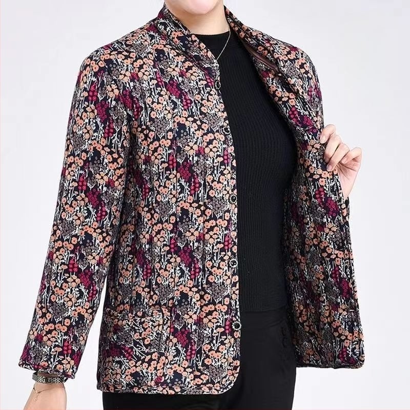 Jachetă reversibilă din bumbac, țesătură Milk Silk, umplutură de bumbac, guler rotund, lungime normală