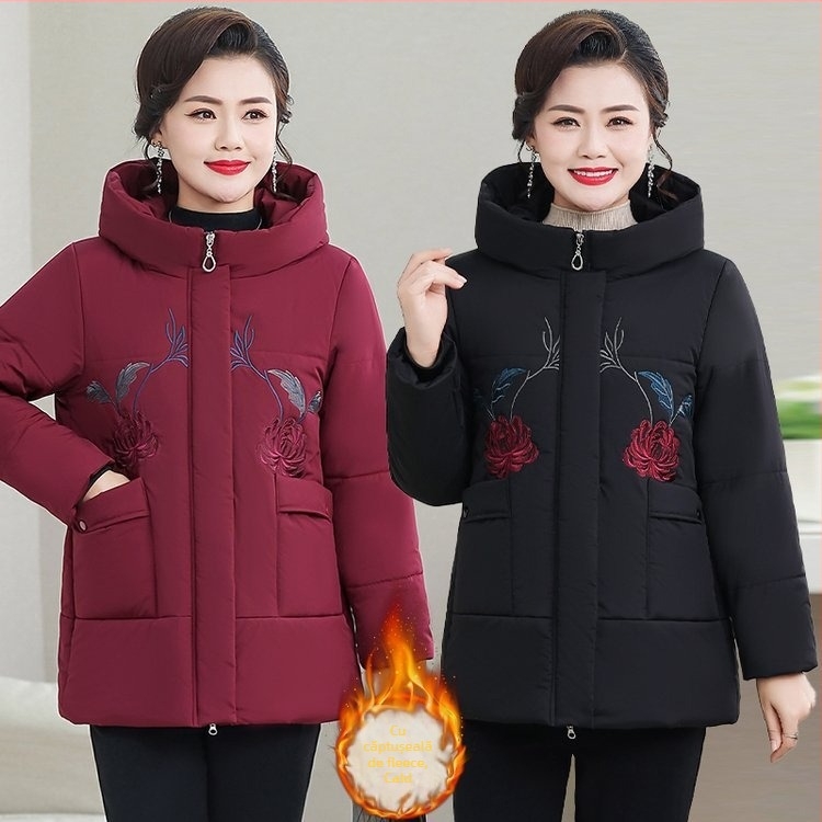 Geacă din bumbac pentru femei cu căptușeală, iarnă 2024: umplutură din fibre asemănătoare mătăsii, țesătură Chenille, material principal: Spandex, lungime foarte scurtă (≤40 cm), guler polo