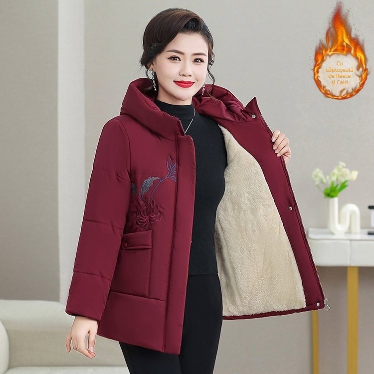 Geacă din bumbac pentru femei cu căptușeală, iarnă 2024: umplutură din fibre asemănătoare mătăsii, țesătură Chenille, material principal: Spandex, lungime foarte scurtă (≤40 cm), guler polo