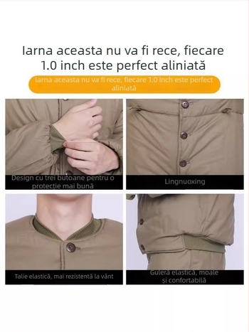 Palton și pantaloni din bumbac pentru mineri, îmbrăcăminte de iarnă de lucru, căptușeală din bumbac, croială lejeră, fără guler, închidere cu nasturi, rezistent la vânt