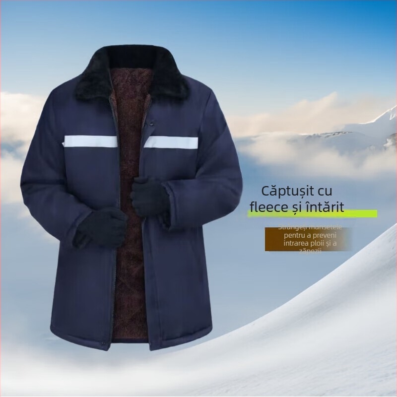 Palton și pantaloni din bumbac pentru mineri, îmbrăcăminte de iarnă de lucru, căptușeală din bumbac, croială lejeră, fără guler, închidere cu nasturi, rezistent la vânt