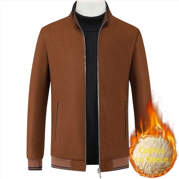 Jachetă cu glugă, lână cu blană de iepure, iarnă, stil domn de afaceri, guler înalt