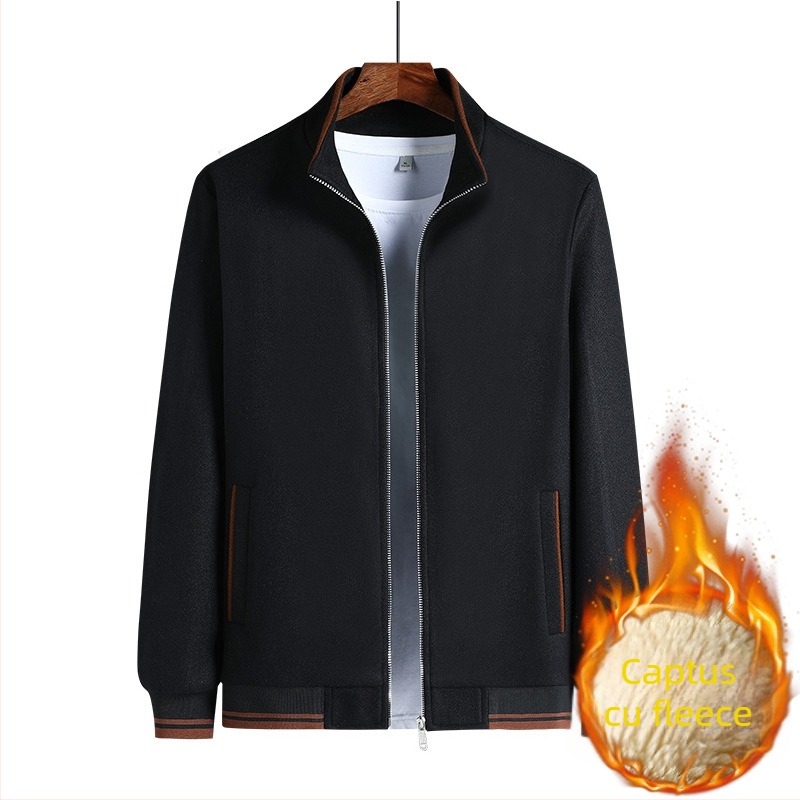 Jachetă cu glugă, lână cu blană de iepure, iarnă, stil domn de afaceri, guler înalt