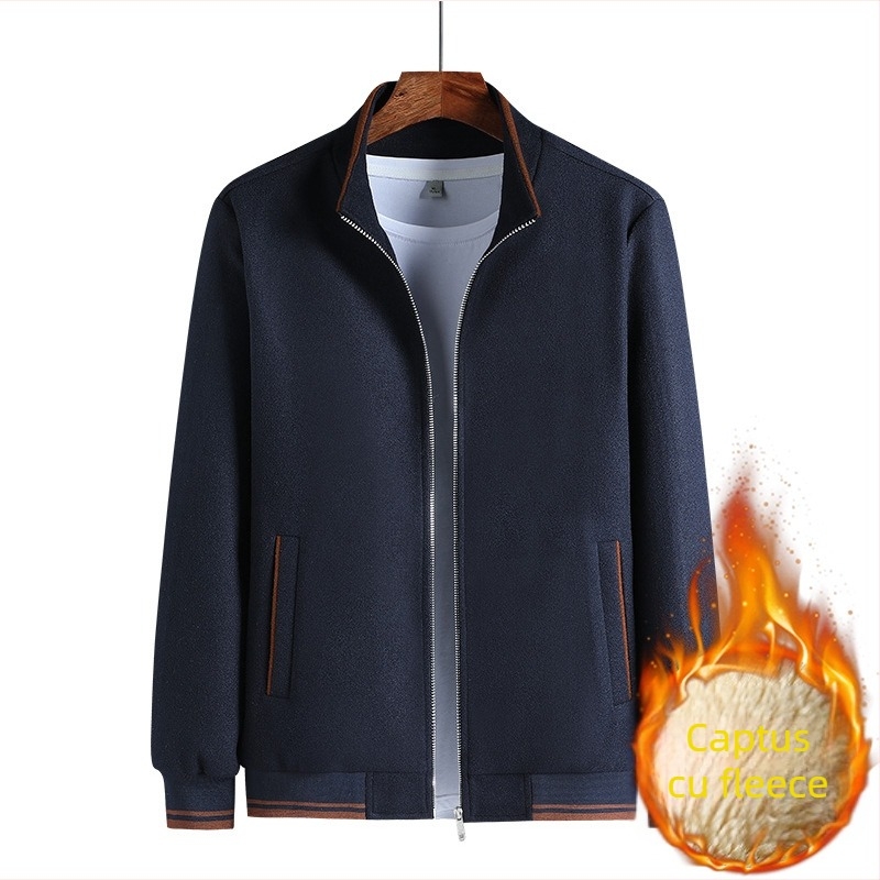 Jachetă cu glugă, lână cu blană de iepure, iarnă, stil domn de afaceri, guler înalt