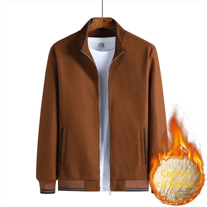 Jachetă cu glugă, lână cu blană de iepure, iarnă, stil domn de afaceri, guler înalt