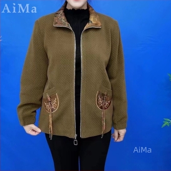 Palton în stil occidental, guler tip sacou, închidere cu fermoar, croială normală, mâneci lungi