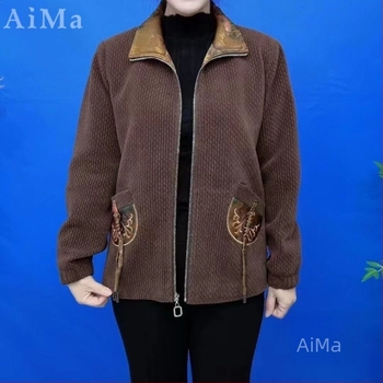 Palton în stil occidental, guler tip sacou, închidere cu fermoar, croială normală, mâneci lungi