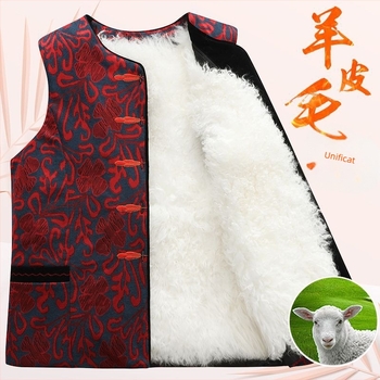 Vestă de iarnă din lână, cu blană integrată, pentru femei de vârstă mijlocie și în vârstă, material principal PVC, material secundar Alt 30–50%, stil chinezesc, retro literar, primăvara 2025