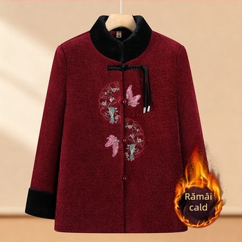 Palton de damă din poliester, guler înalt, mâneci lungi, grosime medie, 80-90% poliester