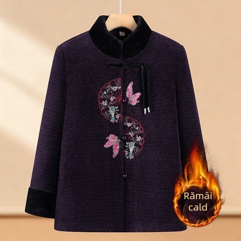 Palton de damă din poliester, guler înalt, mâneci lungi, grosime medie, 80-90% poliester