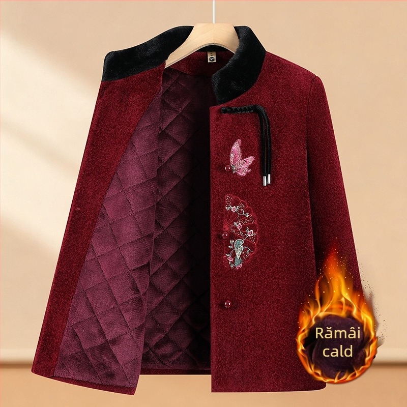 Palton de damă din poliester, guler înalt, mâneci lungi, grosime medie, 80-90% poliester