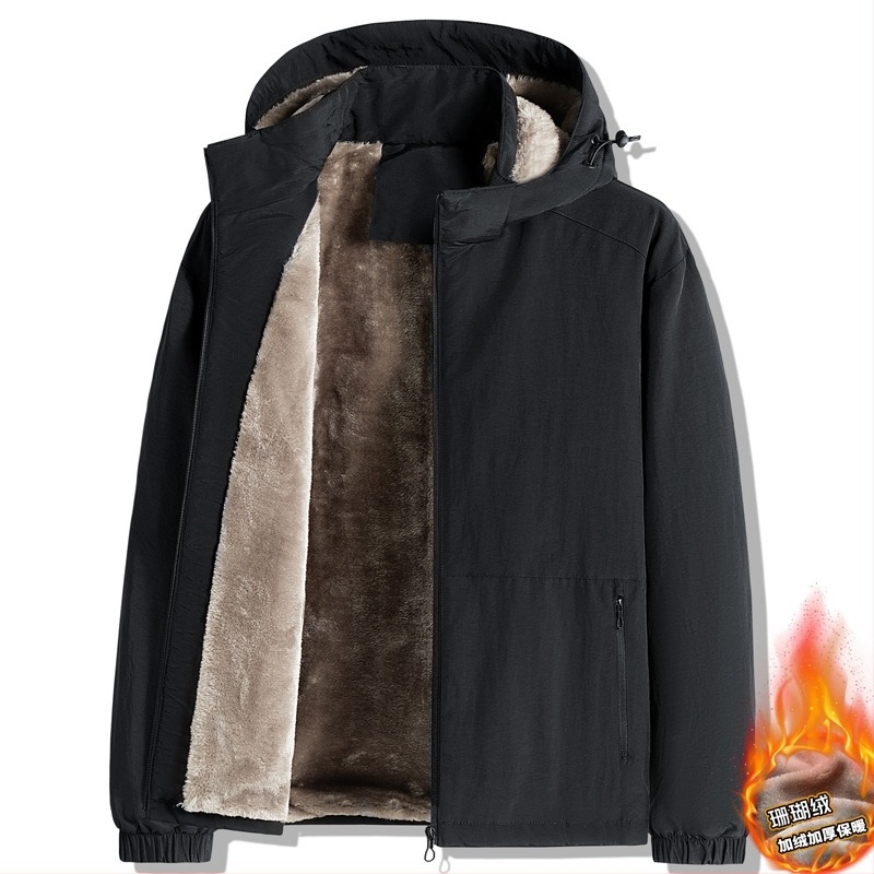 Geacă pentru bărbați cu glugă și guler înalt – Poliester; Impermeabil; Rezistent la vânt; Absorbția umidității; Croială ajustată; Primăvară-Toamnă