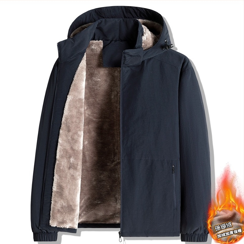 Geacă pentru bărbați cu glugă și guler înalt – Poliester; Impermeabil; Rezistent la vânt; Absorbția umidității; Croială ajustată; Primăvară-Toamnă