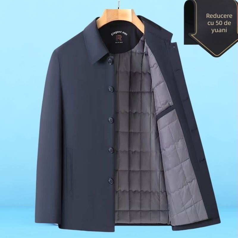 Palton de iarnă pentru bărbați, amestec fibre chimice, exterior poliester, căptușeală poliester, guler rever