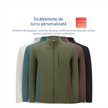Geacă sport pentru bărbați cu guler înălțat și fermoar, buzunare multiple, impermeabilă, rezistentă la vânt și la umiditate, respirantă, personalizare logo