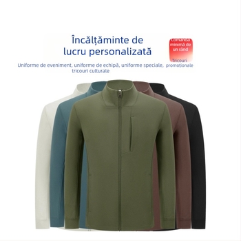 Geacă sport pentru bărbați cu guler înălțat și fermoar, buzunare multiple, impermeabilă, rezistentă la vânt și la umiditate, respirantă, personalizare logo