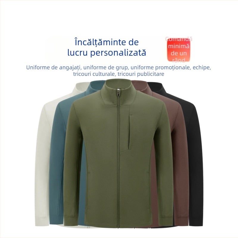 Geacă sport pentru bărbați cu guler înălțat și fermoar, buzunare multiple, impermeabilă, rezistentă la vânt și la umiditate, respirantă, personalizare logo