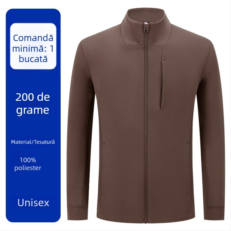 Geacă sport pentru bărbați cu guler înălțat și fermoar, buzunare multiple, impermeabilă, rezistentă la vânt și la umiditate, respirantă, personalizare logo