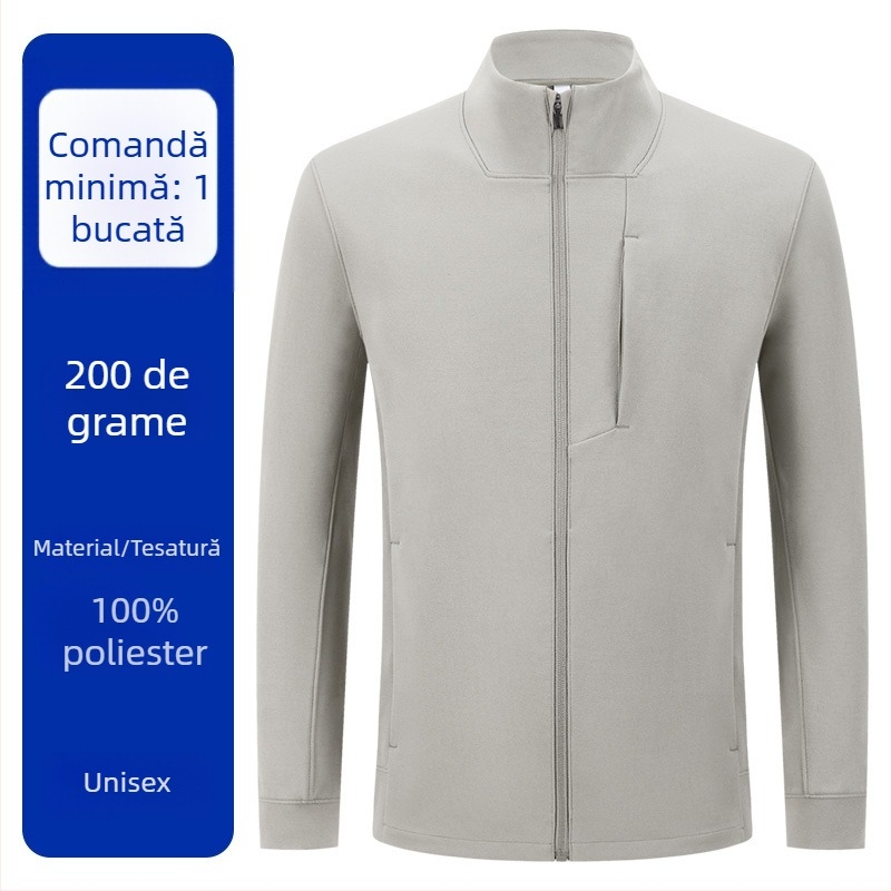 Geacă sport pentru bărbați cu guler înălțat și fermoar, buzunare multiple, impermeabilă, rezistentă la vânt și la umiditate, respirantă, personalizare logo