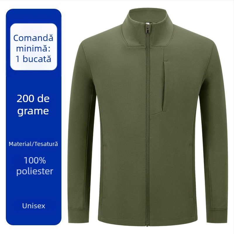 Geacă sport pentru bărbați cu guler înălțat și fermoar, buzunare multiple, impermeabilă, rezistentă la vânt și la umiditate, respirantă, personalizare logo
