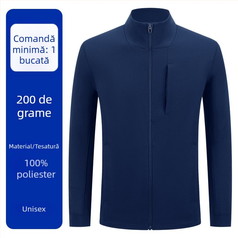 Geacă sport pentru bărbați cu guler înălțat și fermoar, buzunare multiple, impermeabilă, rezistentă la vânt și la umiditate, respirantă, personalizare logo