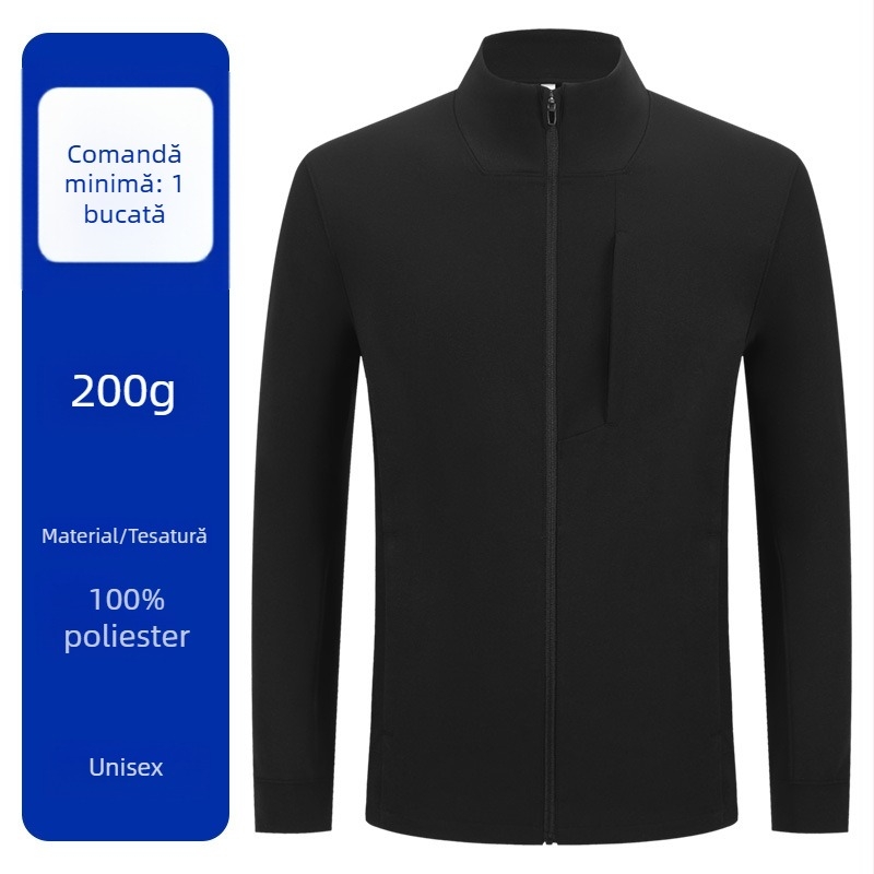Geacă sport pentru bărbați cu guler înălțat și fermoar, buzunare multiple, impermeabilă, rezistentă la vânt și la umiditate, respirantă, personalizare logo