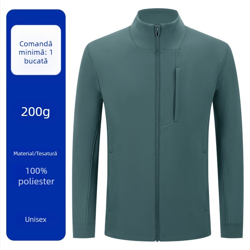 Geacă sport pentru bărbați cu guler înălțat și fermoar, buzunare multiple, impermeabilă, rezistentă la vânt și la umiditate, respirantă, personalizare logo