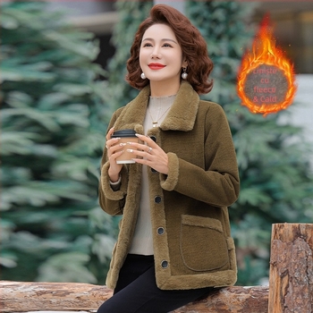 Geacă de iarnă călduroasă pentru femei de vârstă mijlocie – stil elegant pentru oraș, detalii patchwork, material principal 95%+, material secundar ≤30%, lungime 50–65 cm