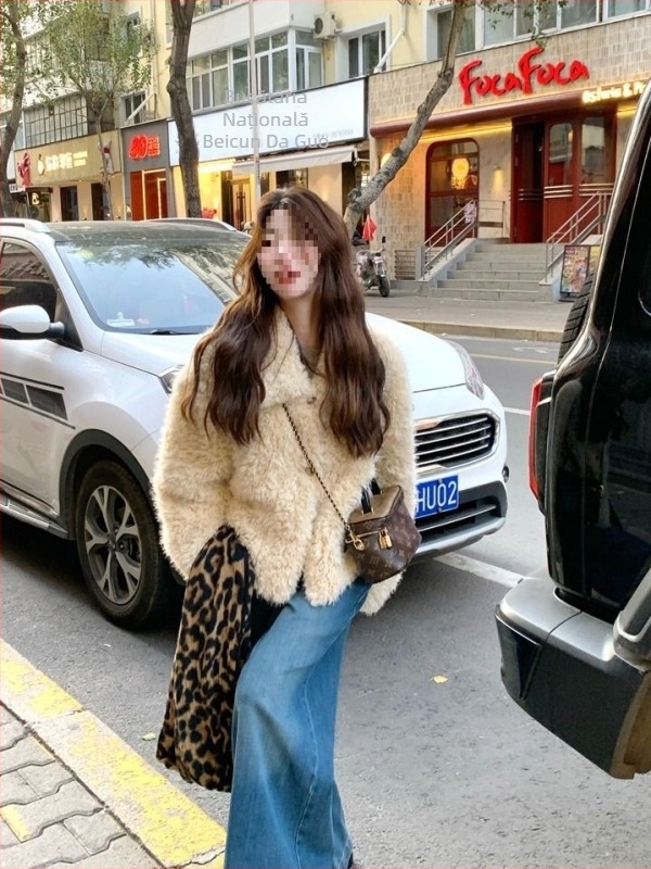 Palton scurt din lână de miel pentru femei, cu blană integrată, stil coreean, rever la guler, căptușeală pufoasă groasă